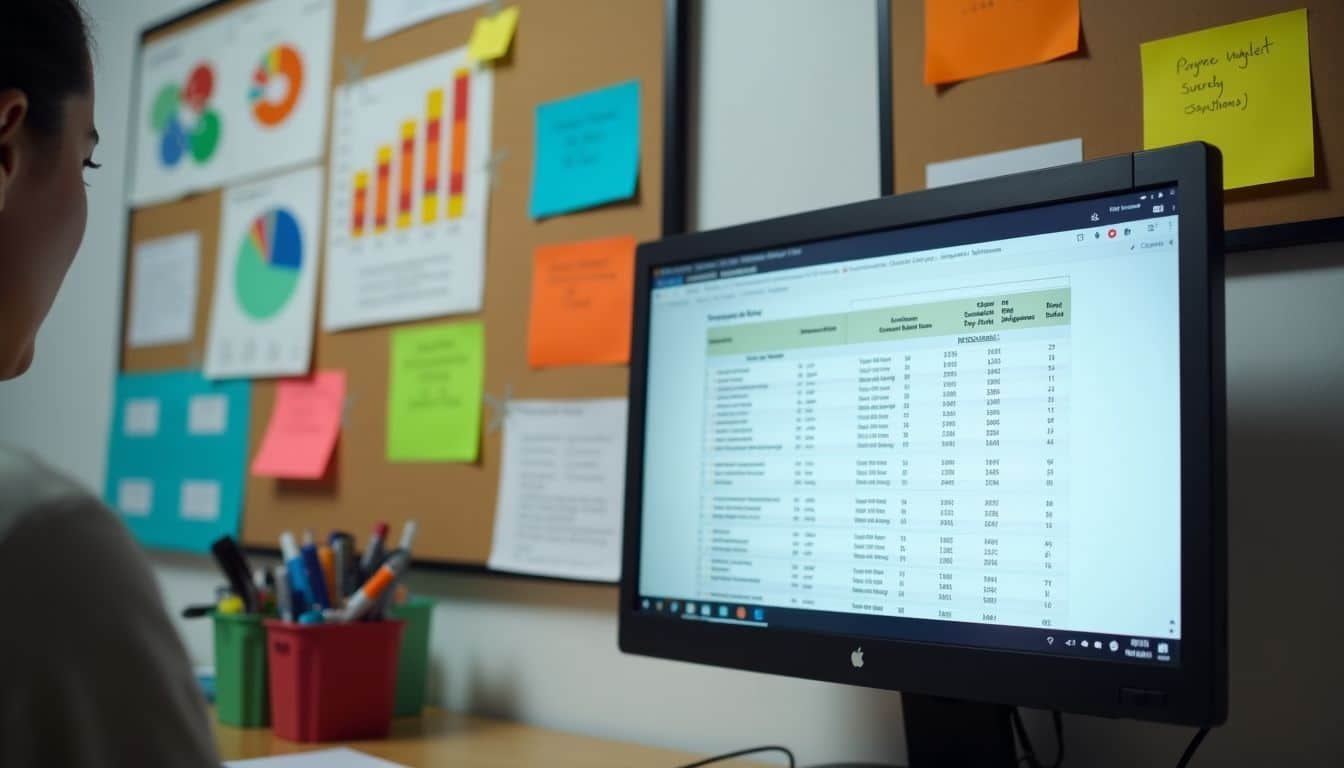 A bulletin board displaying customer feedback data and survey results.
