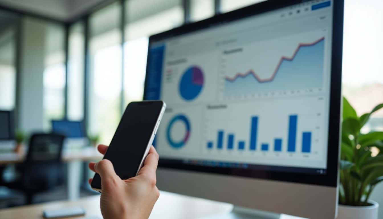 A professional dashboard on a computer screen with sentiment analysis charts.