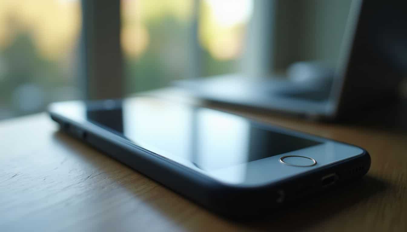 Close-up smartphone screen displaying a responsive website with smooth navigation features.